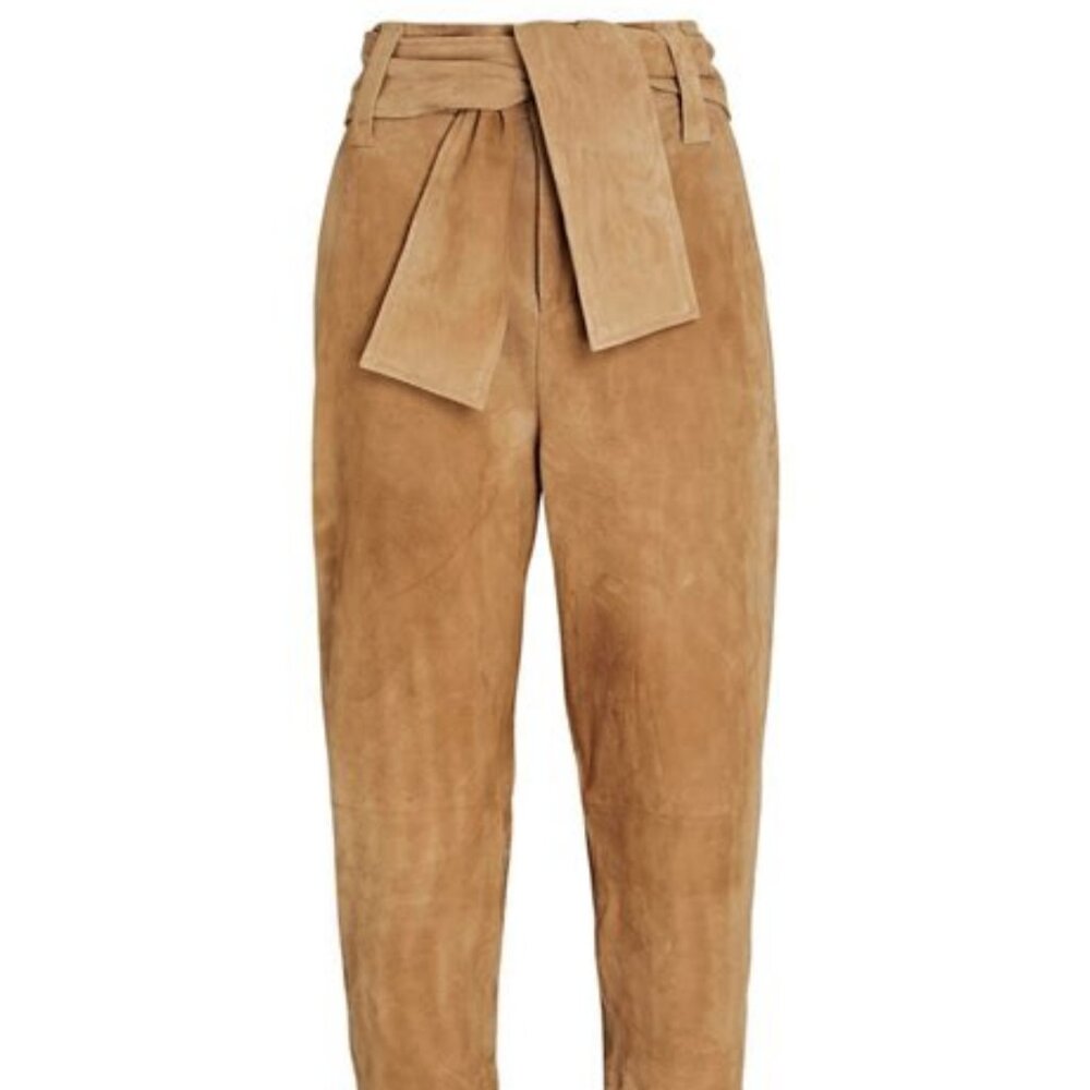 intermix suede tie front pants size 14
